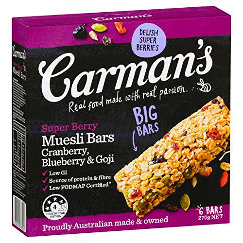 Carmans Super Berry Cranberry, Goji y Blueberry Muesli Bars 270gm