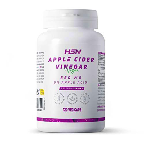 Vinagre de Sidra de Manzana de HSN | 120 Cápsulas Vegetales 1300 mg por Dosis Diaria | Alta Concentración | Con Zinc y Cromo | Suplemento Dietético para 2 Meses | No-GMO