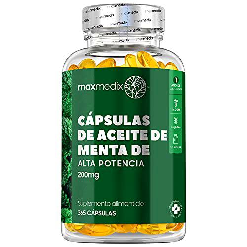 Aceite de Menta 200 mg Alta Dosis - 365 Cápsulas, Suplemento de Aceite Esencial de Menta Piperita