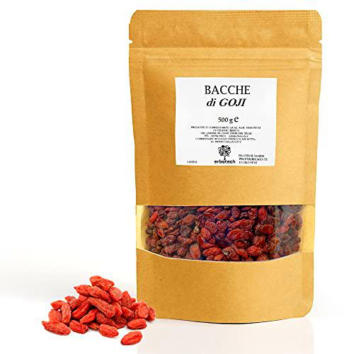 ERBOTECH Bayas de Goji Bolsita 500 g, Goji Berries Alto Contenido de Vitaminas