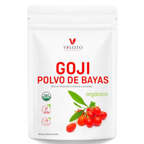 VELOTO Goji en polvo orgánico, polvo de bayas de Goji liofilizado